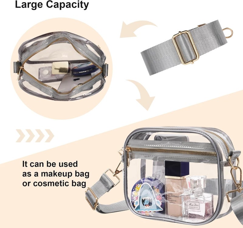 Fibrdoo Clear Bag Stadium Approved, Leather Clear Crossbody Purse Bag for Concerts Sports Events Festivals - Image 4